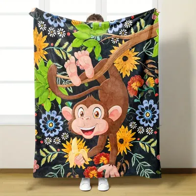 Monkey & Flowers Blanket