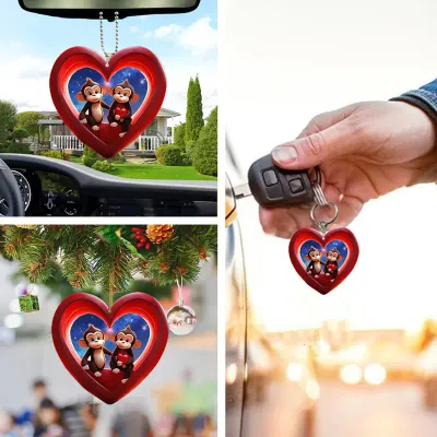 Monkey Heart Key Chain