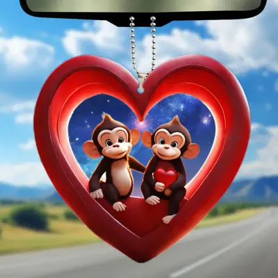 Monkey Heart Key Chain