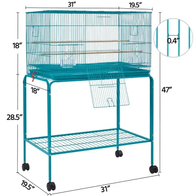 Teal Cage & Stand Set