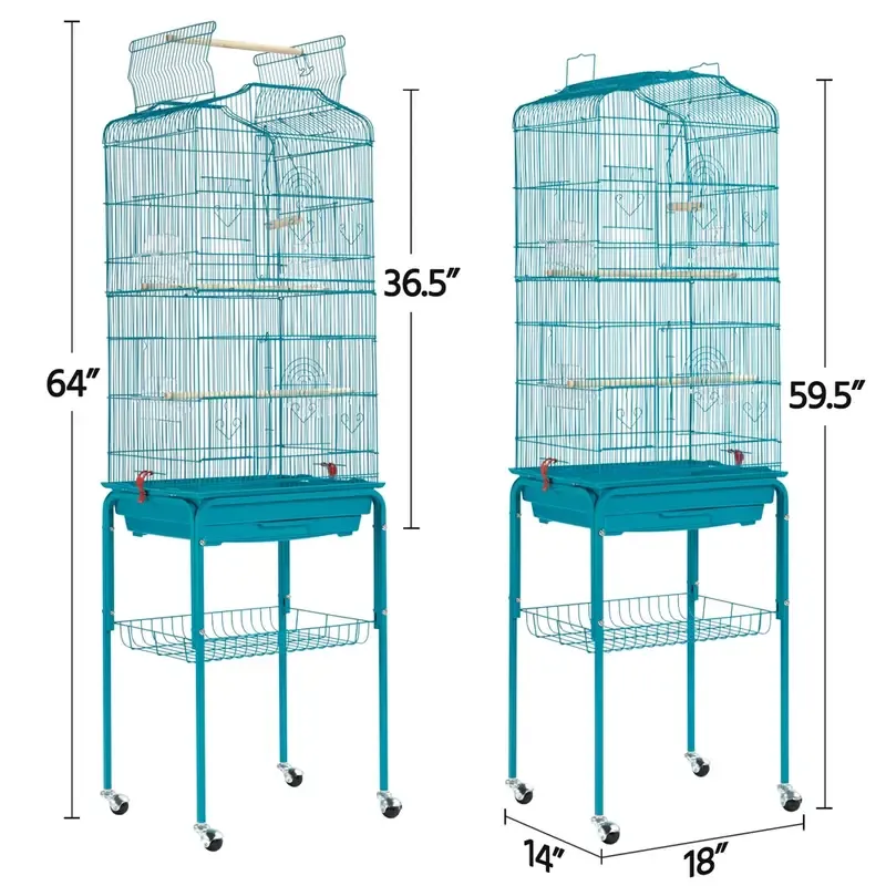 Open Top Large Critter Cage Teal, Black & White