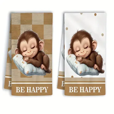 Monkey Checkered & Polka Dotted Towels?