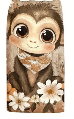 Monkey Sitting in Flowers Towel?