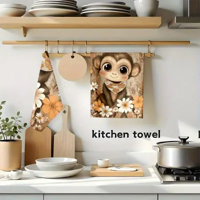 Monkey Sitting in Flowers Towel?