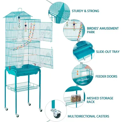 Large Roof Top Teal Critter Cage