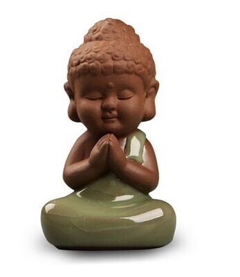 Чайная фигурка "Маленький будда", селадоновая глазурь, керамика