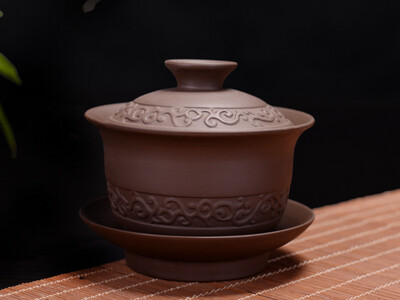 Гайвань серия-КРЕСТЬЯНСКАЯ "Орнамент" 160мл, керамика темно-коричневый