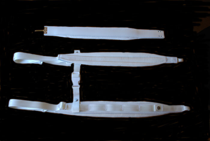 White Leather Padded Accordion Straps
