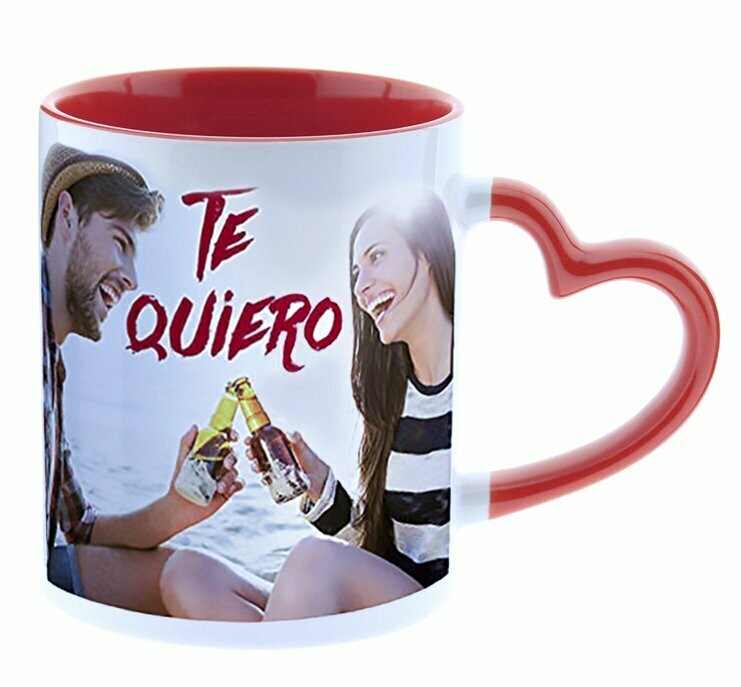 Taza con asa de corazón bicolor - Diseño a medida