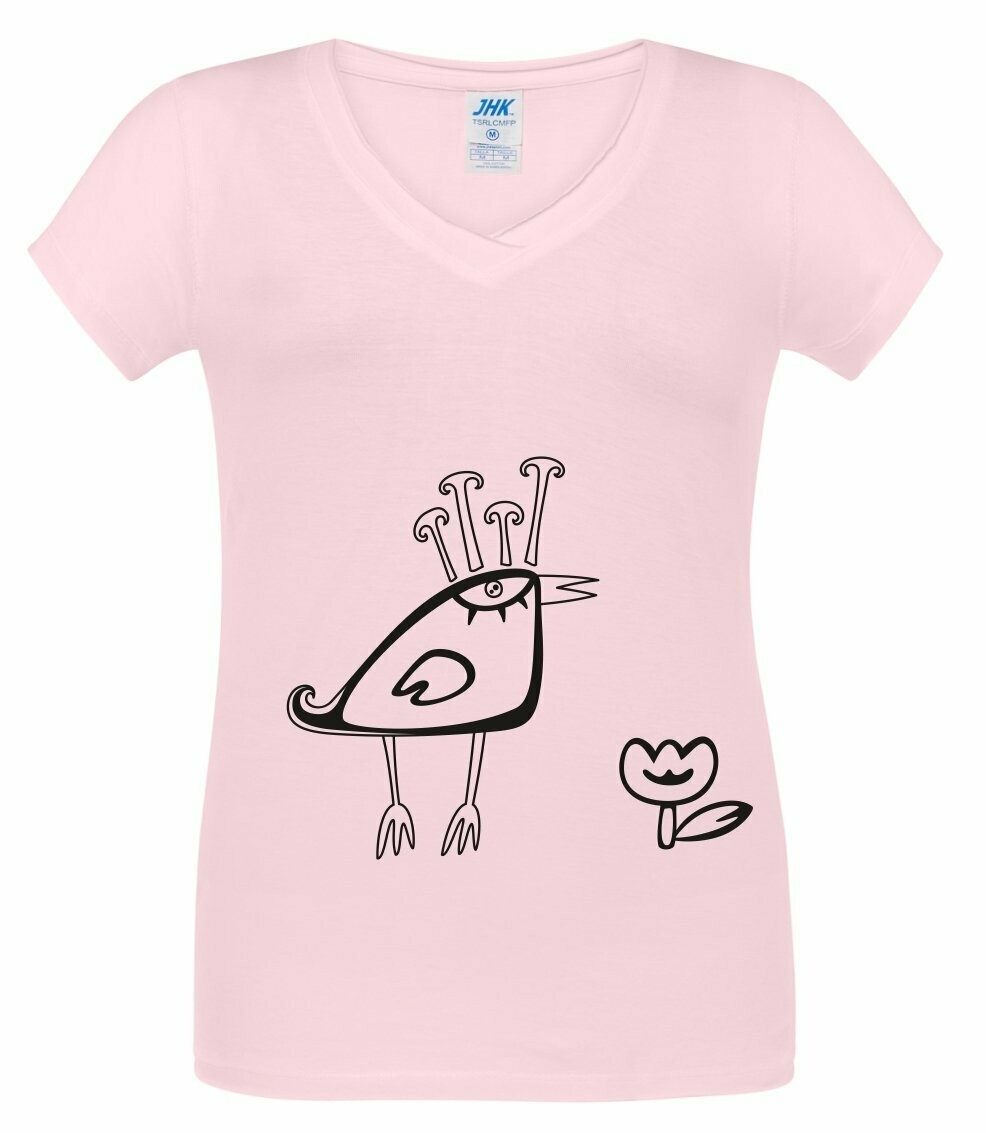 'Pájaro' Camiseta mujer cuello de pico