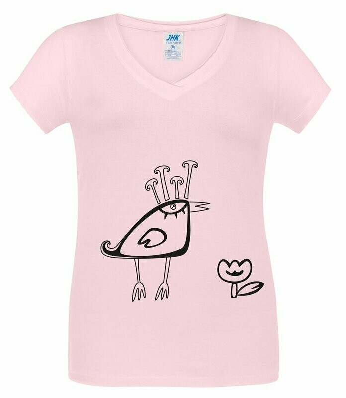 'Pájaro' Camiseta mujer cuello de pico