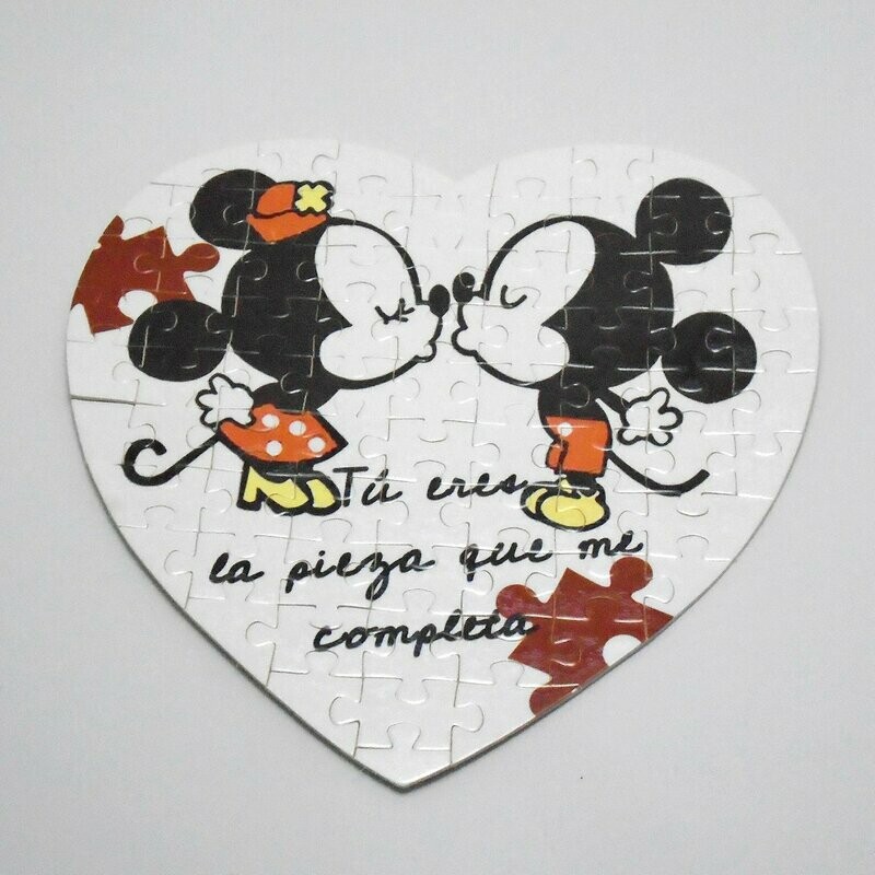 Puzle "Tú me completas" con forma de corazón