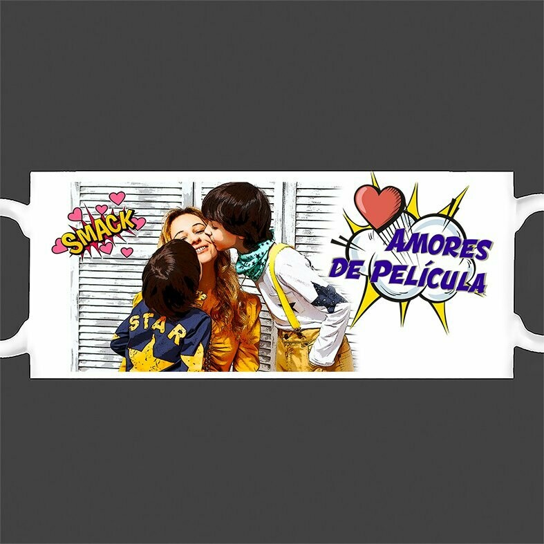 Taza personalizada 'Amores de película'