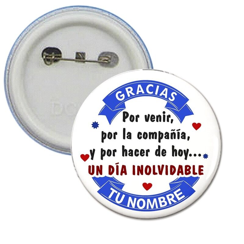 Chapa de alfiler "Gracias por venir"