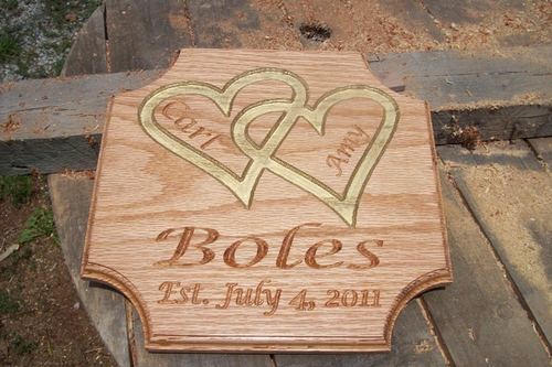 The Wedding Plaque with Engraved Double Hearts