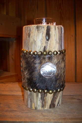 Western Cedar Candle w/ Buffalo Head Nickle replica