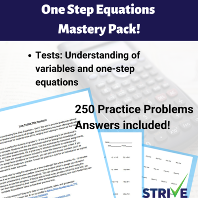 One Step Equations Mastery Pack