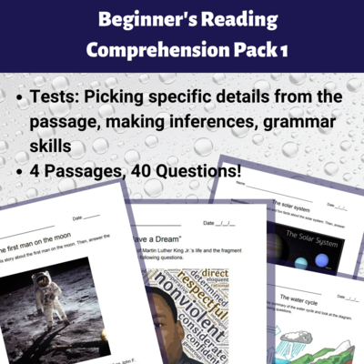 Beginner's Reading Comprehension Pack 1