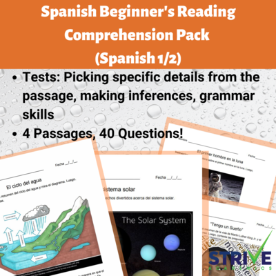 Spanish Beginner&#39;s Reading Comprehension Pack 1 (Spanish 1)