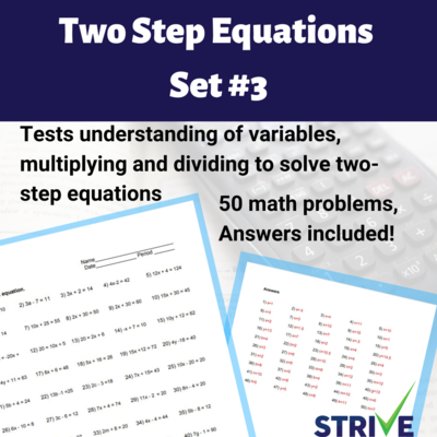 Two Step Equations - Set 3