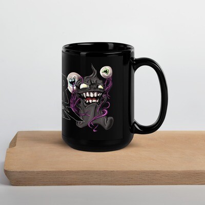 Eraser Man Eyegeis Attack! Black Glossy Mug