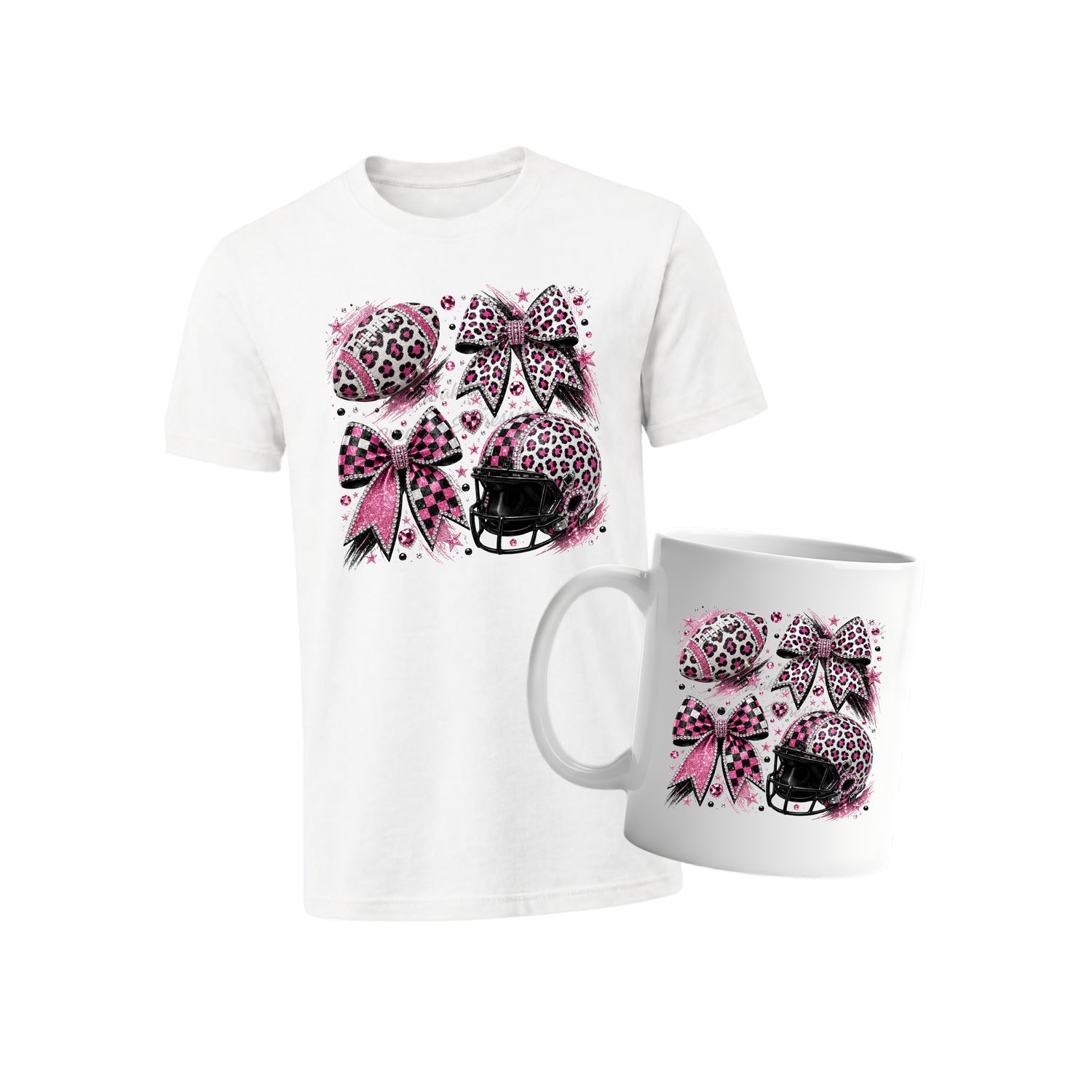 Pinktober Football &amp; Bows T-Shirt Set