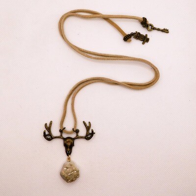 Deer Geode Leather Necklace