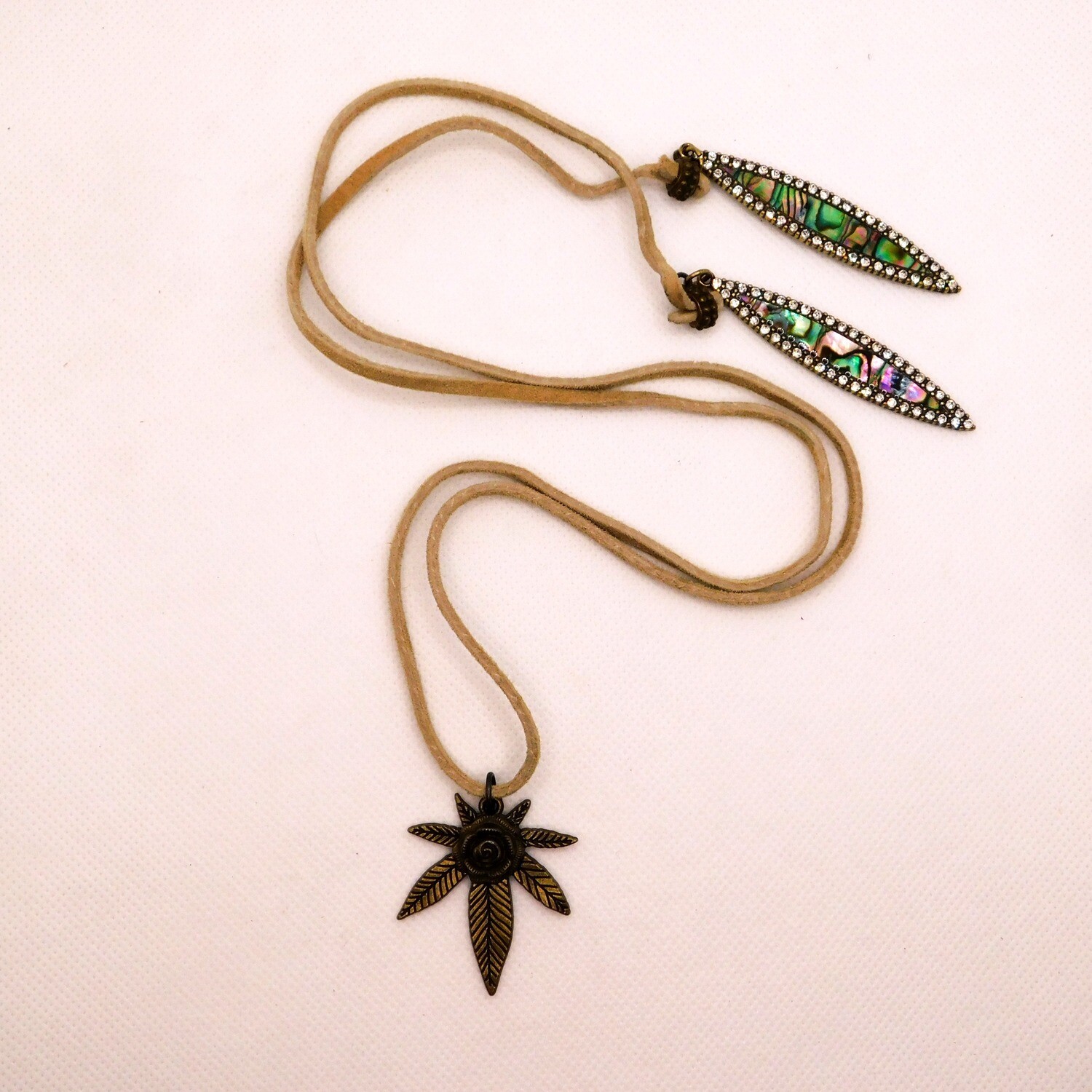 Leather MJ Leaf Necklace