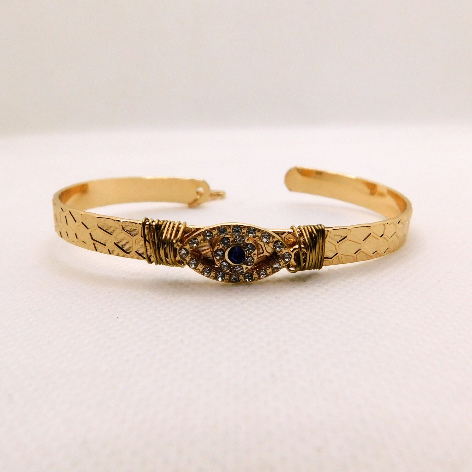 Gold Evil Eye and Lotus Bracelet