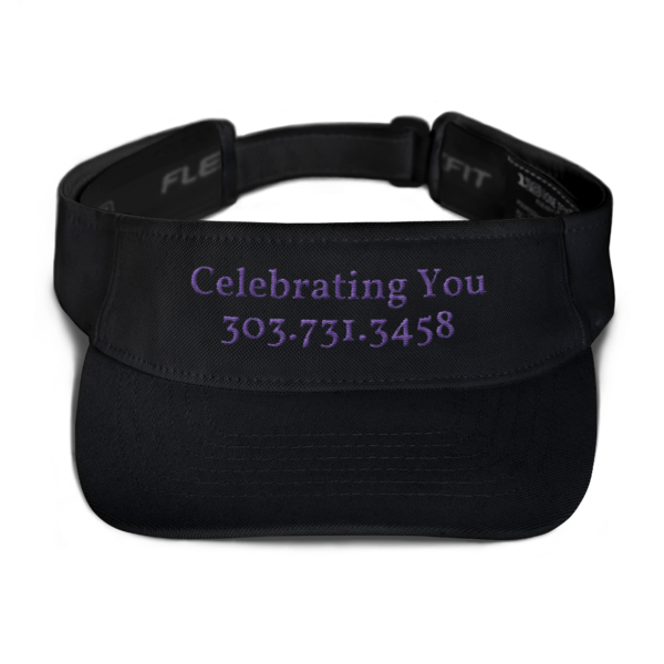 Celebrating You Designer Visor Hat - WNO Embroidered - Purple, Color: Black