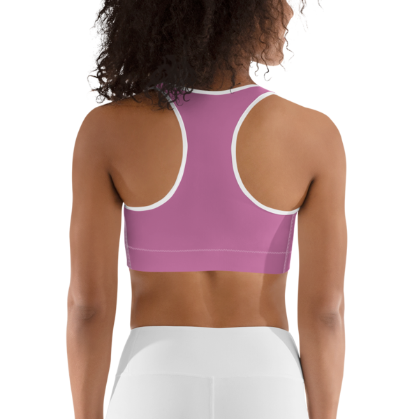 Celebrating You Designer Sports Bra - WONO - Purple on Light Pink