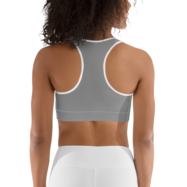 Celebrating You Designer Sports Bra - WONO - Purple on Medium Grey