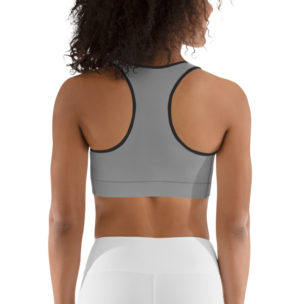 Celebrating You Designer Sports Bra - WONO - Purple on Medium Grey