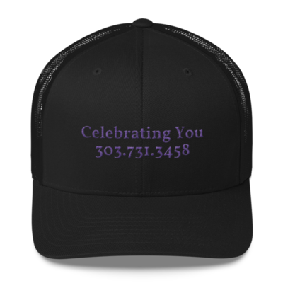 Celebrating You Designer Yupoong Trucker Hat - WNO Embroidered - Purple