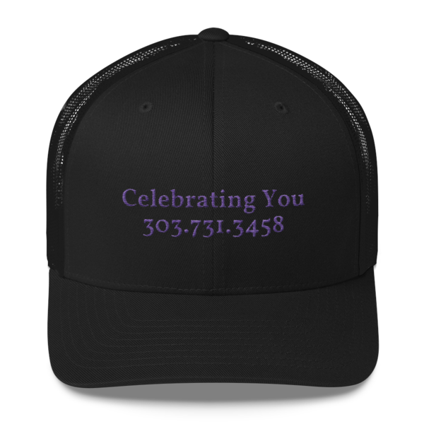 Celebrating You Designer Yupoong Trucker Hat - WNO Embroidered - Purple