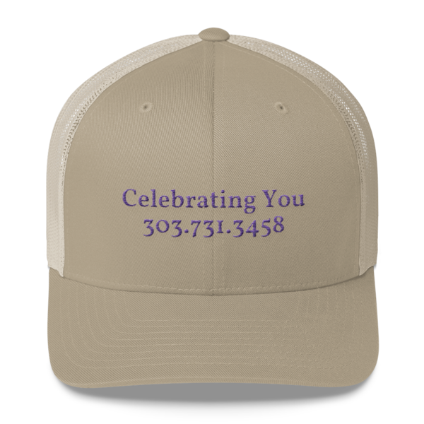 Celebrating You Designer Yupoong Trucker Hat - WNO Embroidered - Purple