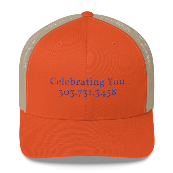 Celebrating You Designer Yupoong Trucker Hat - WNO Embroidered - Purple
