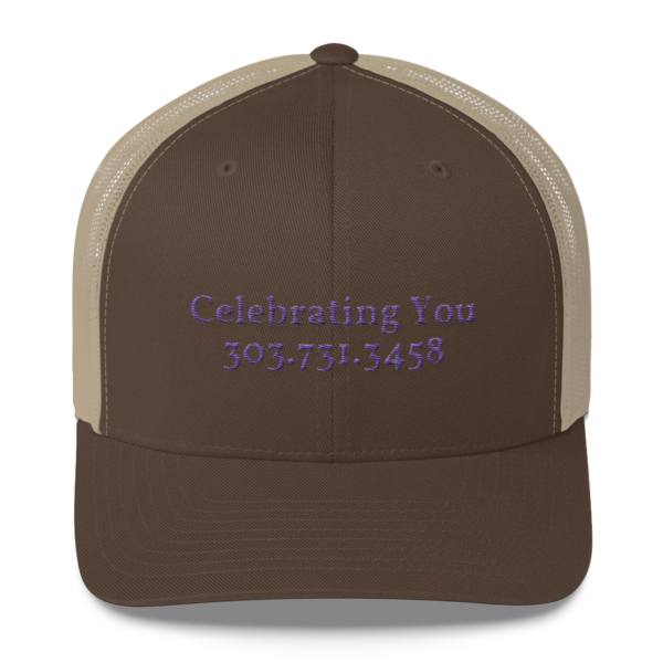 Celebrating You Designer Yupoong Trucker Hat - WNO Embroidered - Purple