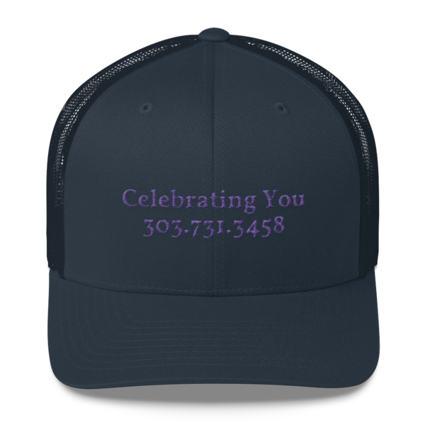 Celebrating You Designer Yupoong Trucker Hat - WNO Embroidered - Purple