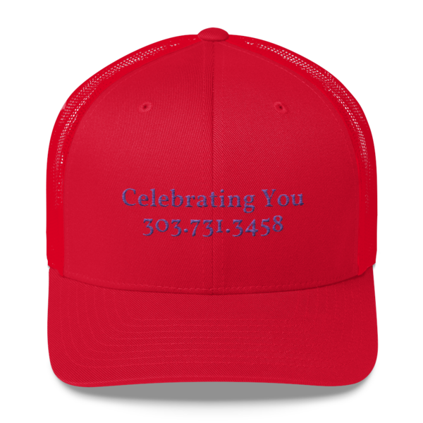 Celebrating You Designer Yupoong Trucker Hat - WNO Embroidered - Purple