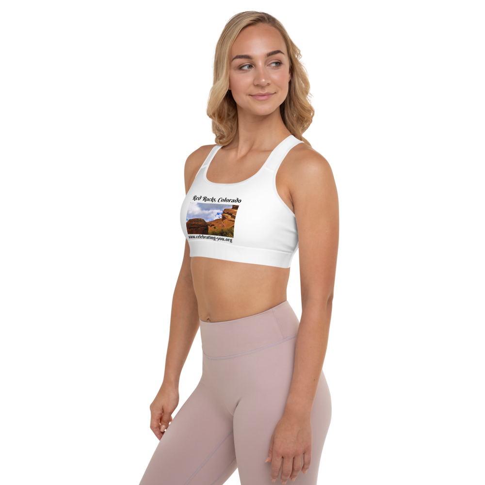 Celebrating You Designer Padded Sports Bra - Red Rocks Colorado