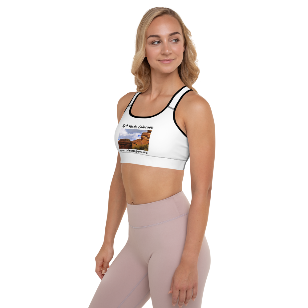Celebrating You Designer Padded Sports Bra - Red Rocks Colorado