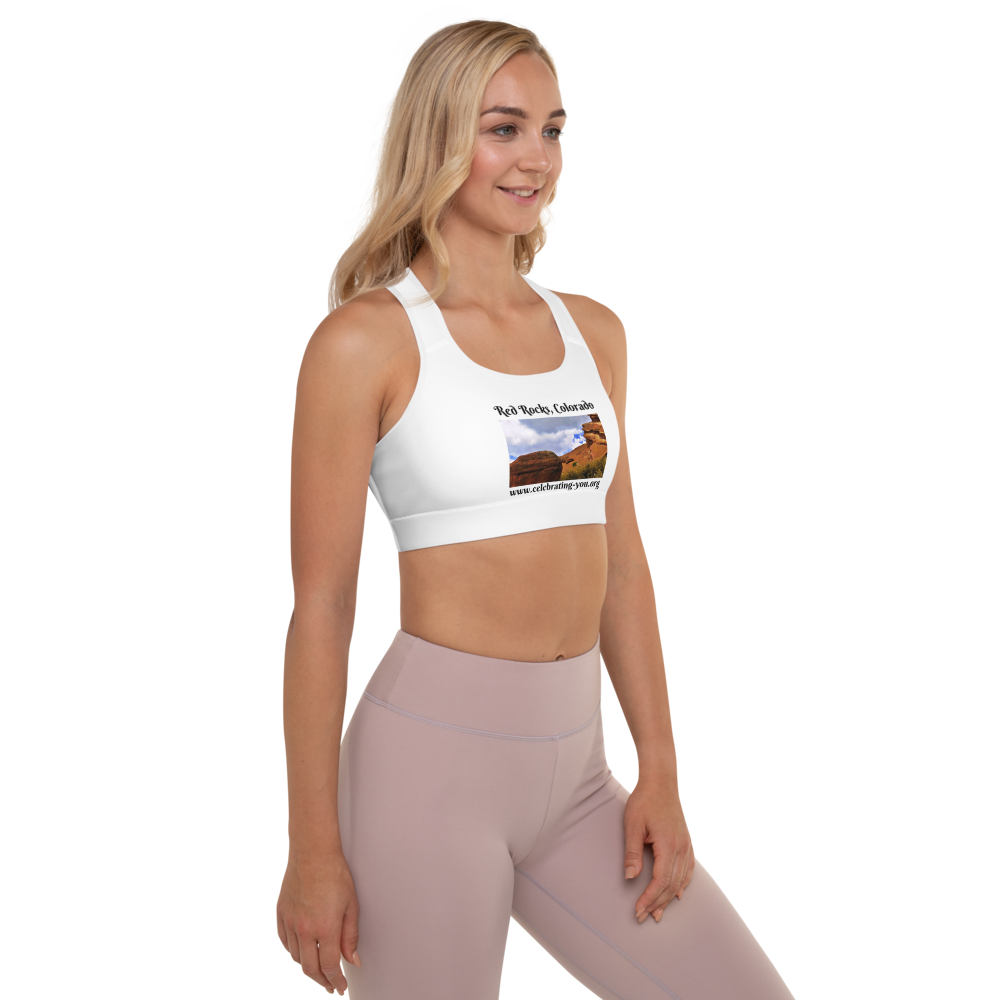 Celebrating You Designer Padded Sports Bra - Red Rocks Colorado