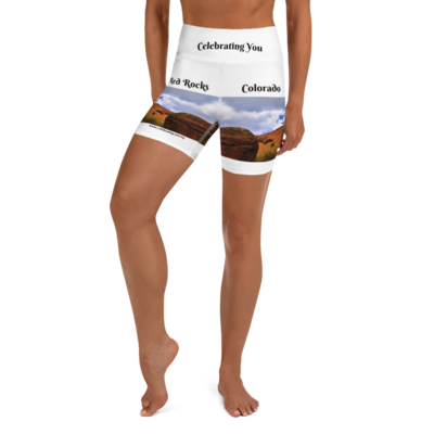 Celebrating You Designer Yoga Shorts - Red Rocks Colorado