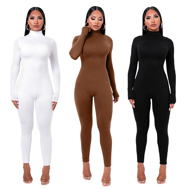 Bodycon High Neck One Piece Romper Jumpsuit for Women