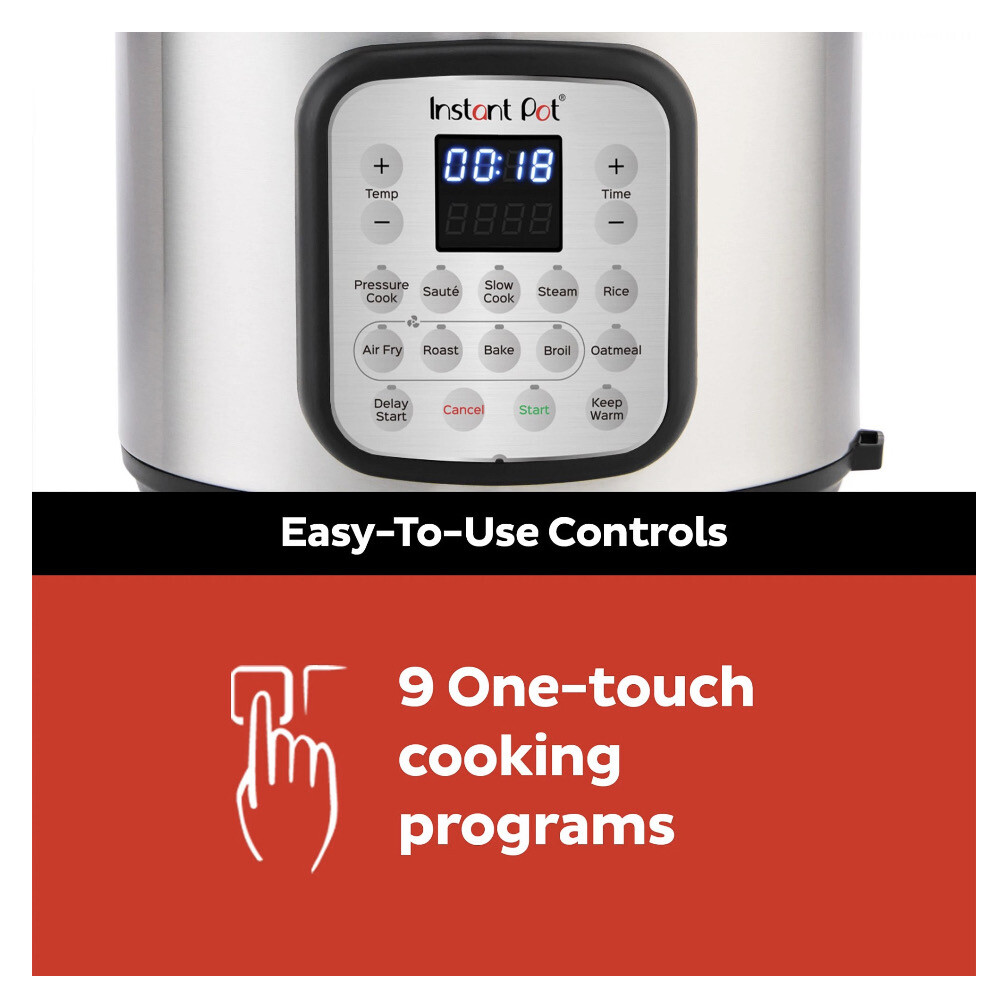 Instant Pot 8 Quart Crisp Multi-Cooker + Air Fryer, 9-in-1: Pressure Cook, Steam, Slow Cook, Sauté, Air Fry, Bake, Broil, Roast, Keep Warm, Rice, Oatmeal