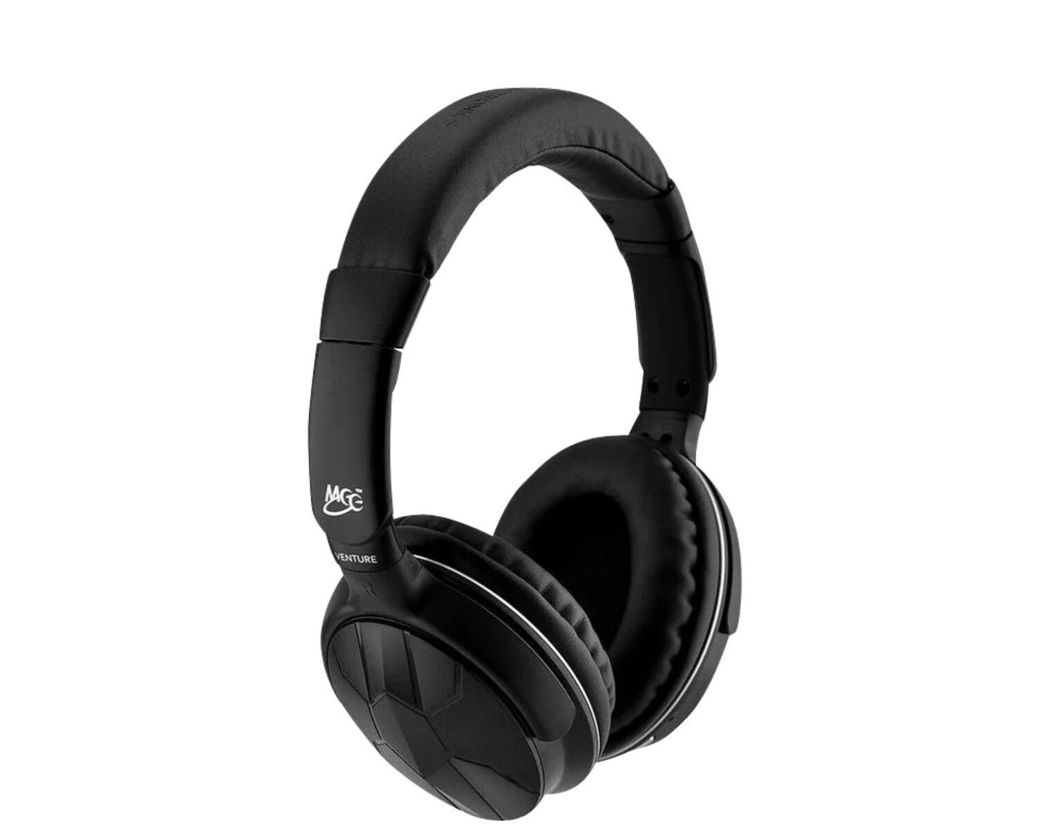 Air-Fi Venture Stereo Bluetooth Wireless Foldable Over-the-Ear Headphones with a separate (1/8) stereo connection port without the need to be powered on plus a carrying pouch.