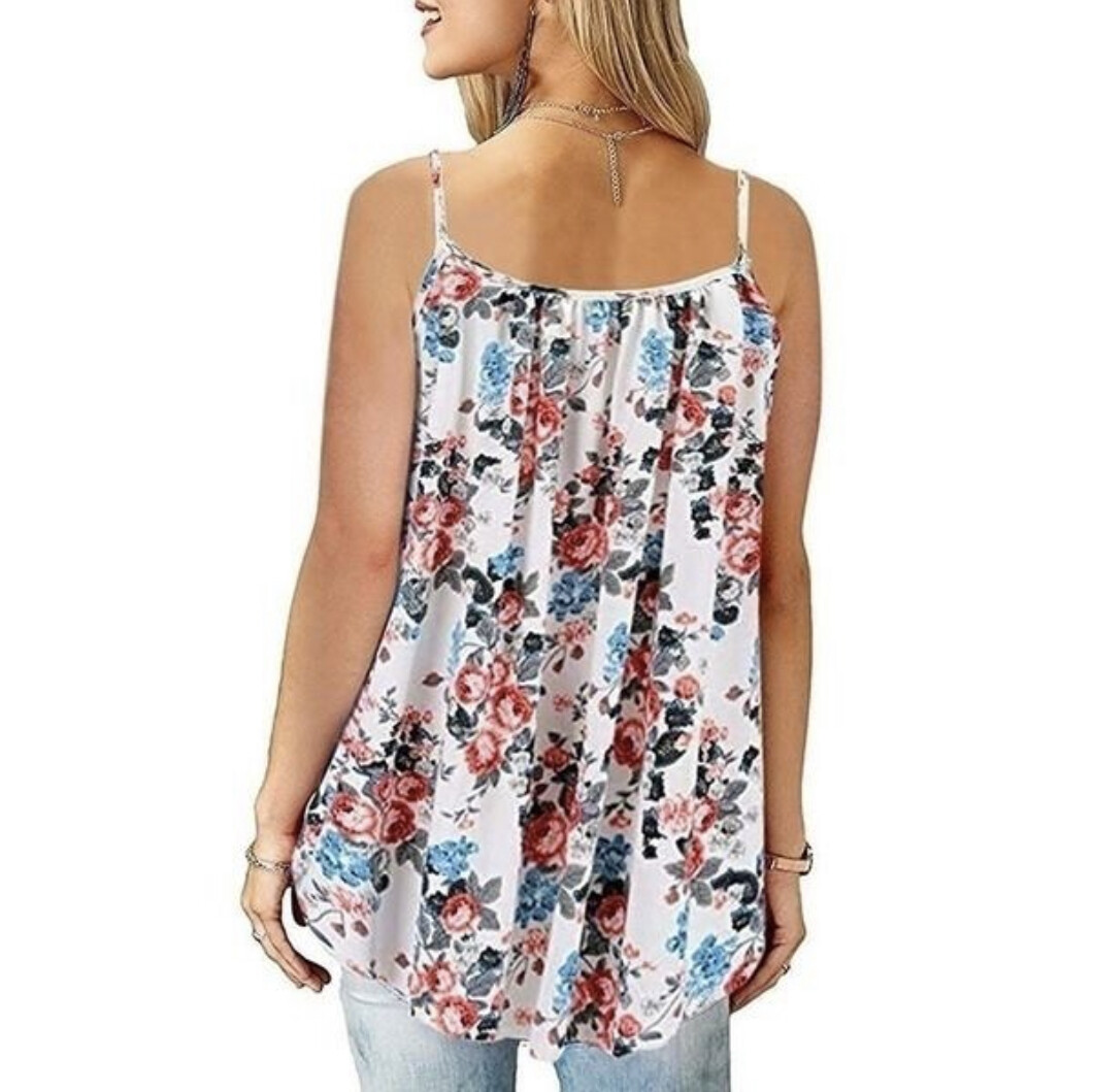 Women’s Flower Tank Top Spaghetti Strap Blouse