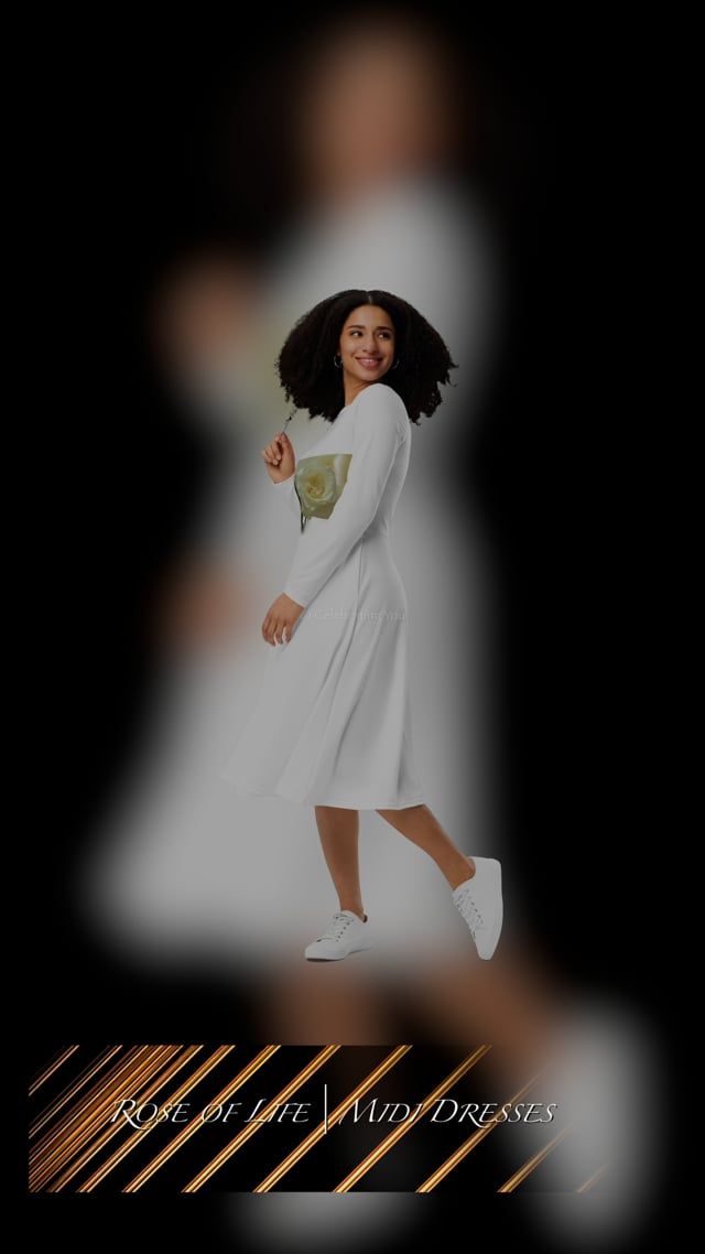 Celebrating You ‘ Rose of Life ‘ White Long Sleeve Midi Dress