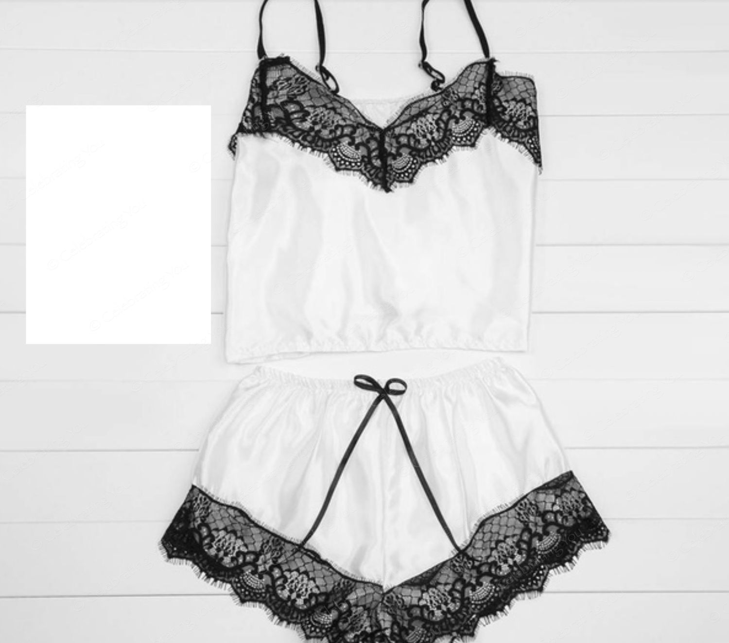 Celebrating You Women Fashion Pajamas Silk 2 Piece Lace Lingerie